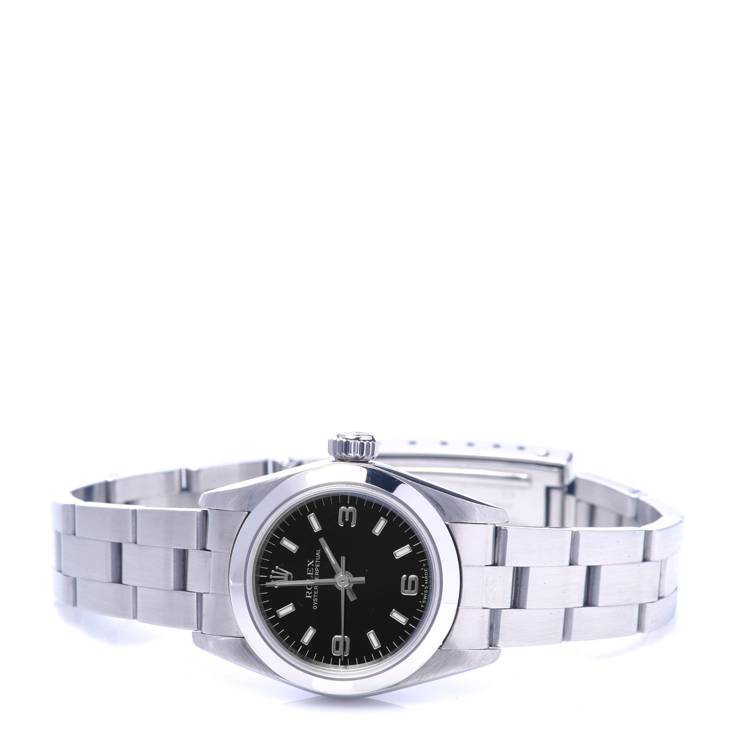 Rolex Stainless Steel 24mm Oyster Perpetual Watch Black 67180 2 of 6