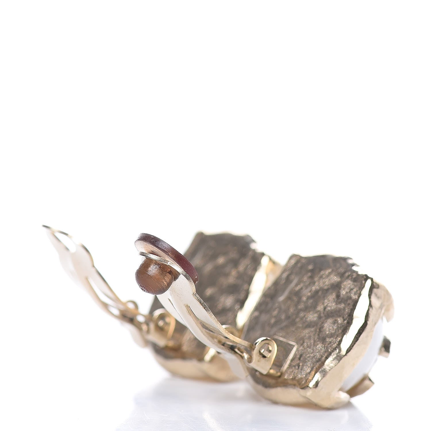 Chanel Pearl CC Large Clip On Earrings Light Gold 4 of 5