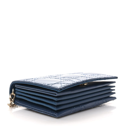 Christian Dior Patent Cannage Nano Lady Dior Chain Card Holder Cloud Blue 4 of 9