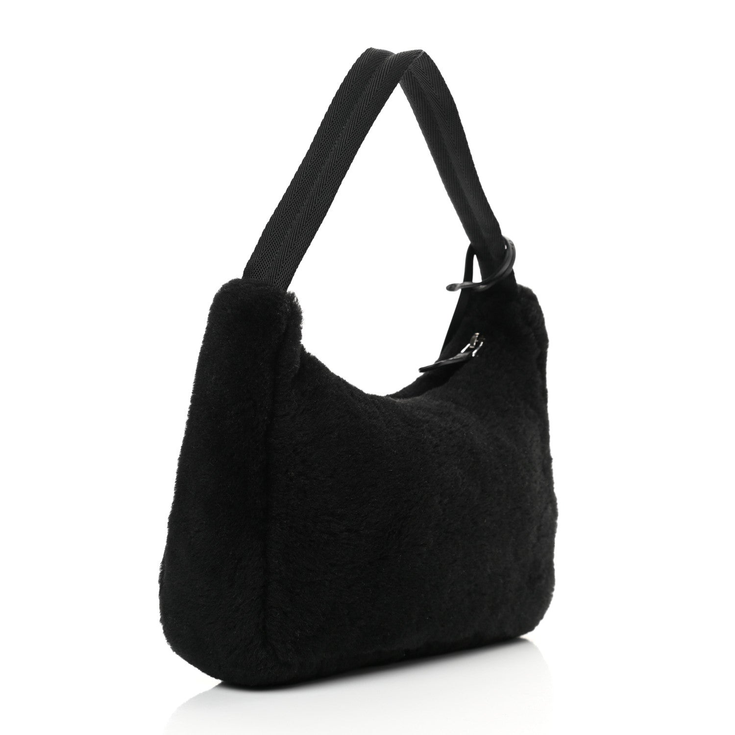 Prada Shearling Mini Re-Edition 2000 Bag Black 3 of 10