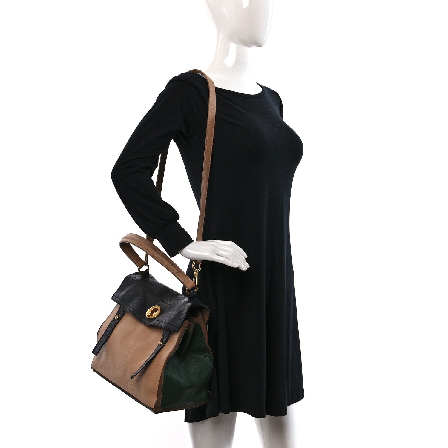 Saint Laurent Calfskin Small Muse Two Black Beige Green 2 of 10