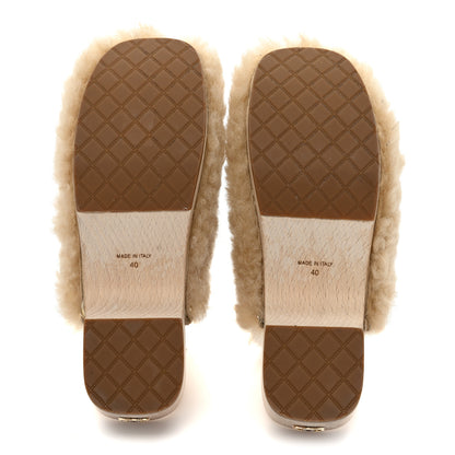 Chanel Shearling Lambskin Clogs 40 Beige 6 of 11