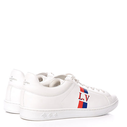 Louis Vuitton Calfskin Luxembourg Sneakers 8.5 White Red Blue 4 of 9