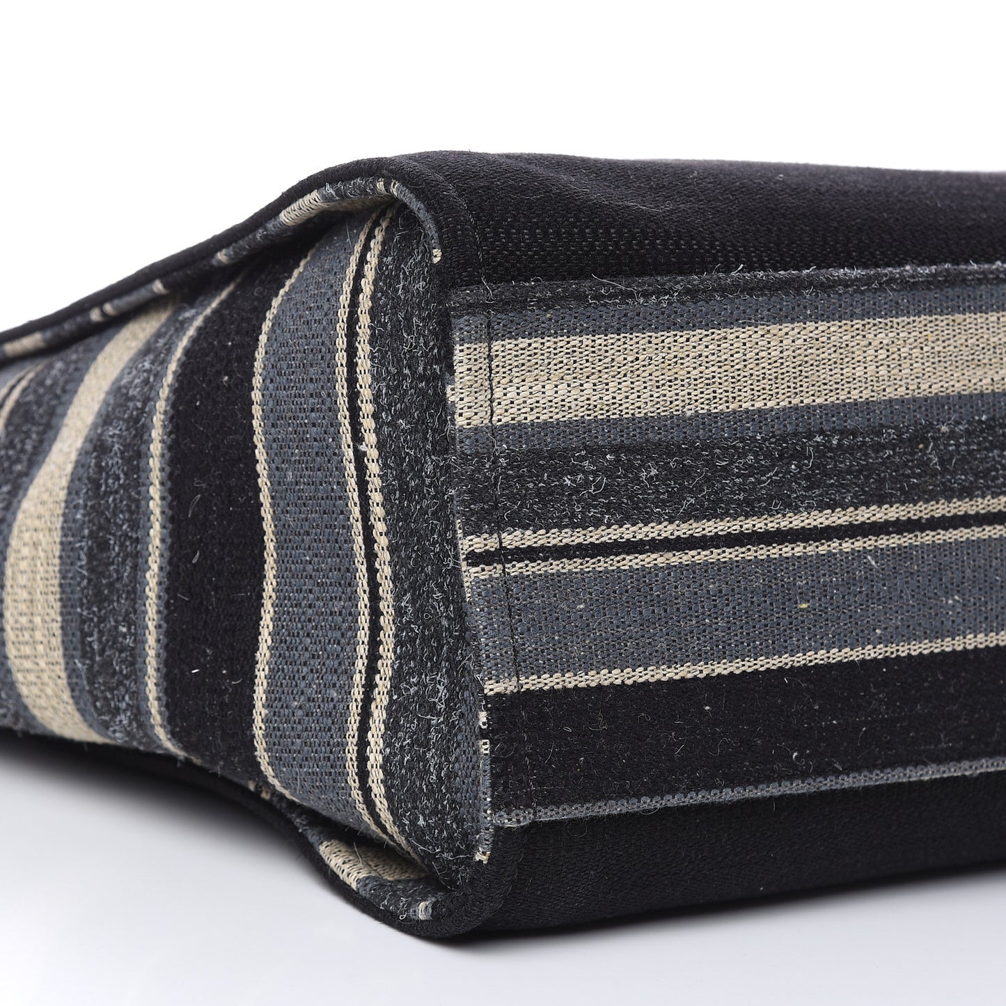 Striped Canvas Medium Deauville Tote Grey Black