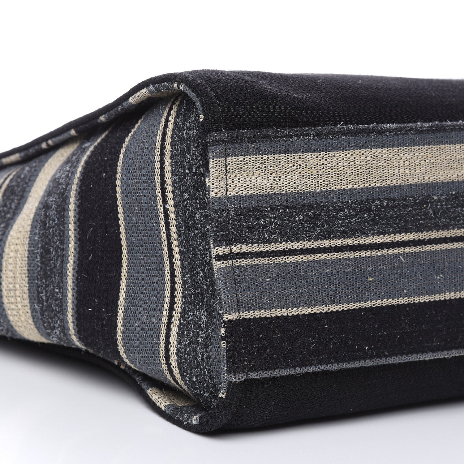 Chanel Striped Canvas Medium Deauville Tote Grey Black 8 of 9