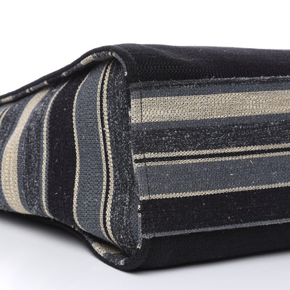Chanel Striped Canvas Medium Deauville Tote Grey Black 8 of 9