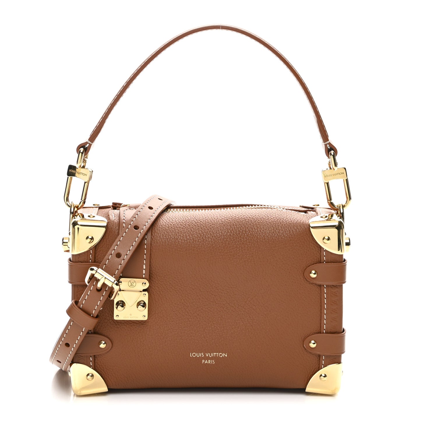 Grained Calfskin Side Trunk PM Cognac