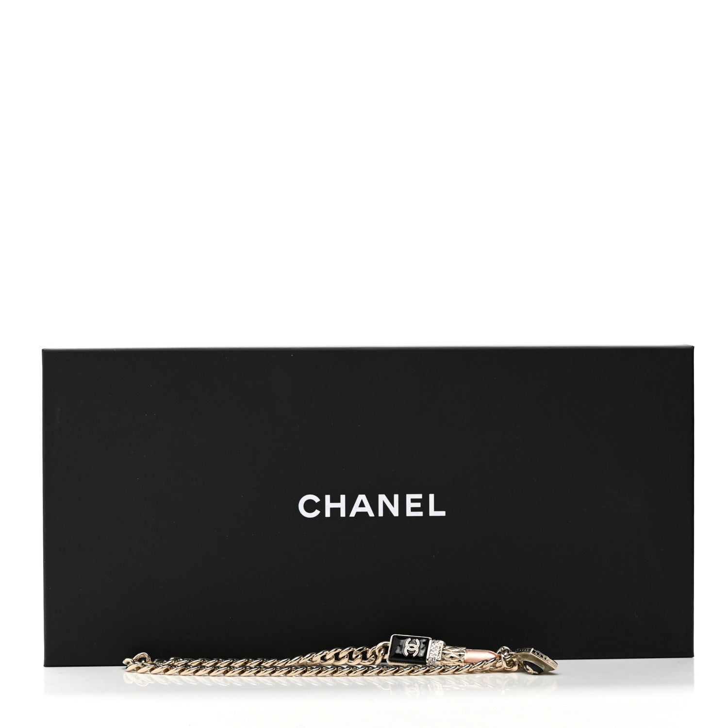 Chanel Metal Strass Pearl Lipstick Necklace Pink Gold 6 of 6