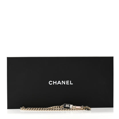 Chanel Metal Strass Pearl Lipstick Necklace Pink Gold 6 of 6