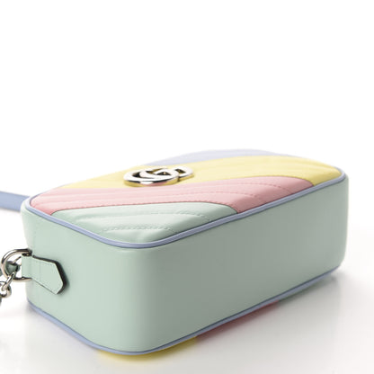 Gucci Calfskin Matelasse Diagonal Small GG Marmont Chain Shoulder Bag Multicolor Pastel 3 of 11