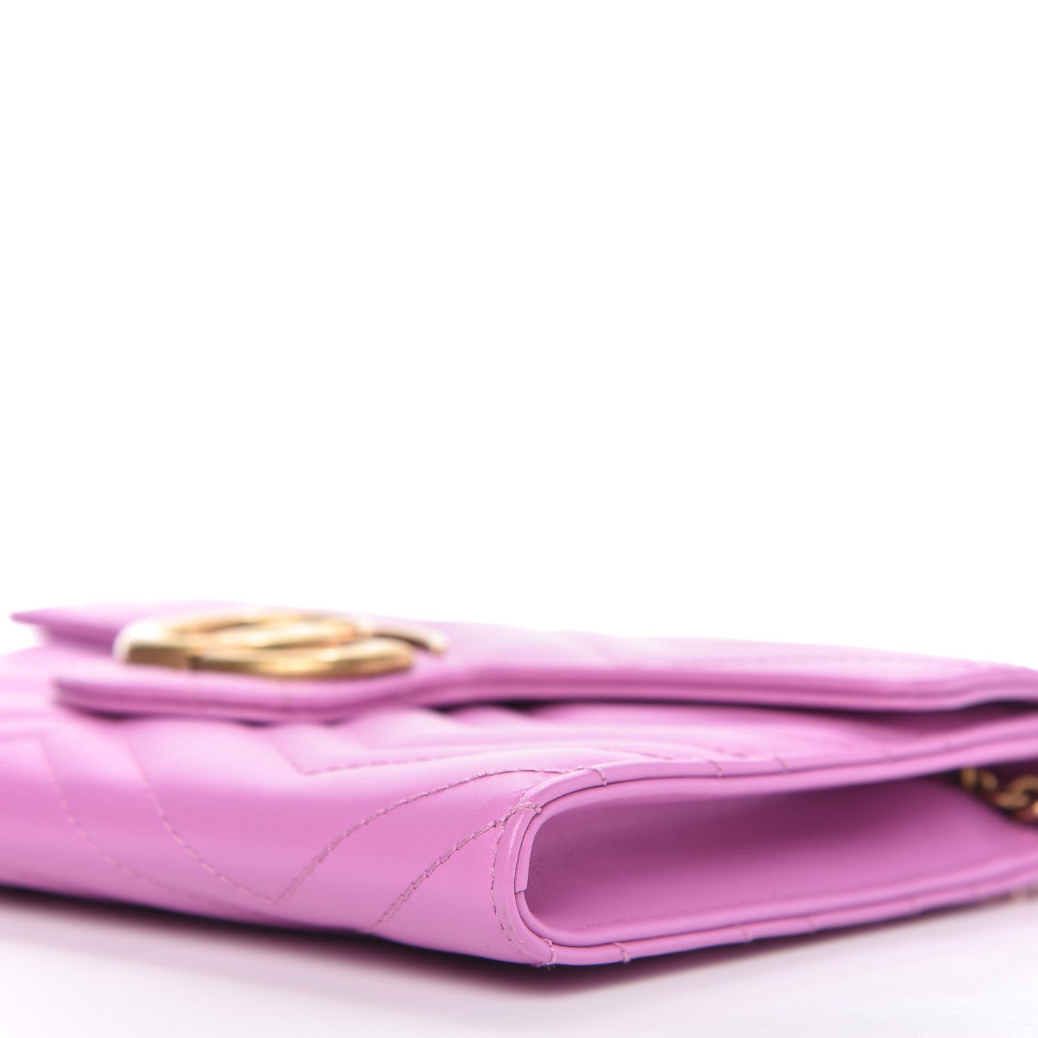 Gucci Calfskin Matelasse Mini GG Marmont Chain Wallet Candy Mousse 7 of 9