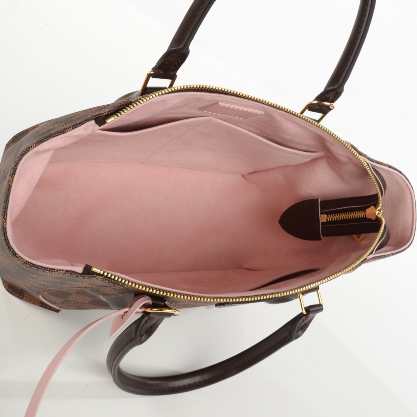 Damier Ebene Caissa Tote PM Rose Ballerine