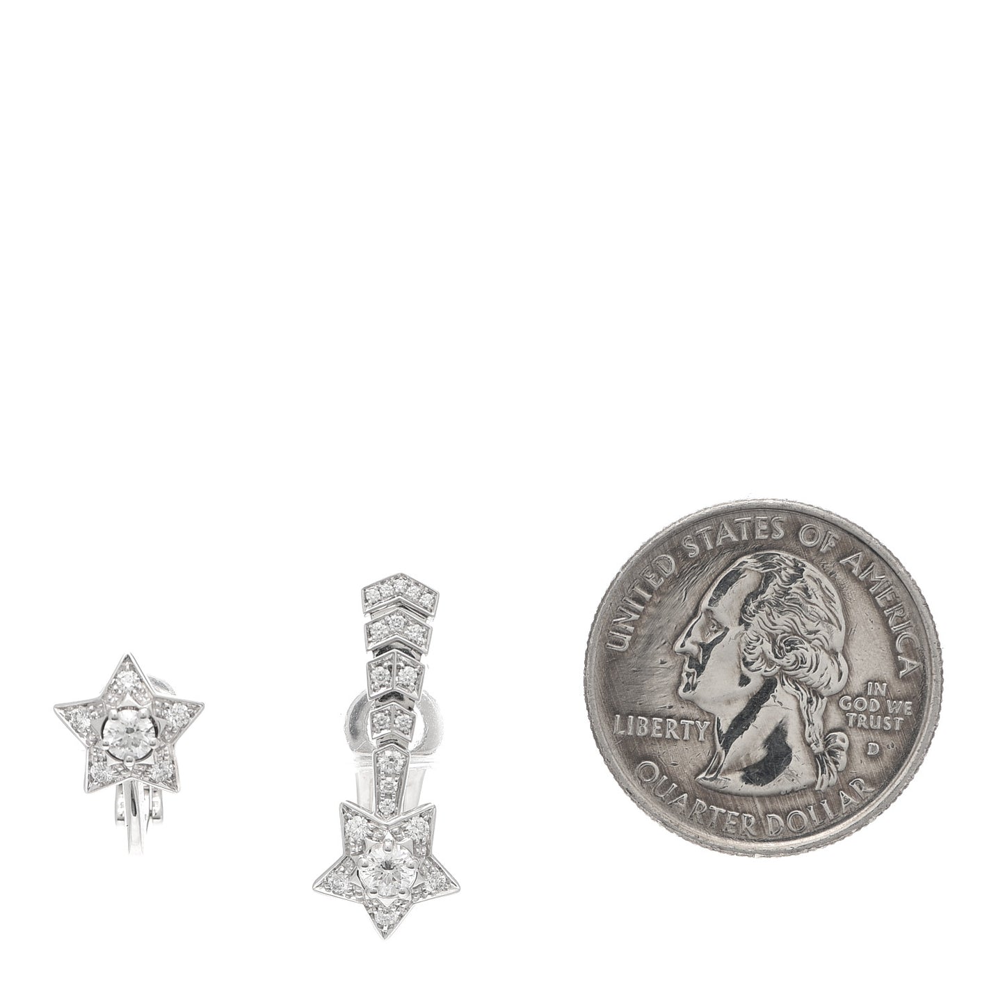 18K White Gold Diamond Comete Chevron Earrings