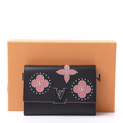 Louis Vuitton Taurillon Capucines Compact Flower Wallet Black 10 of 10