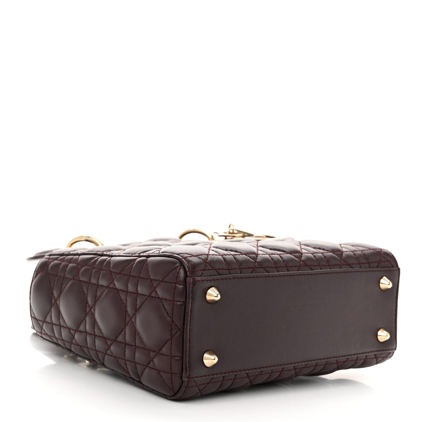 Lambskin Cannage Small Lucky Badges My Lady Dior Burgundy