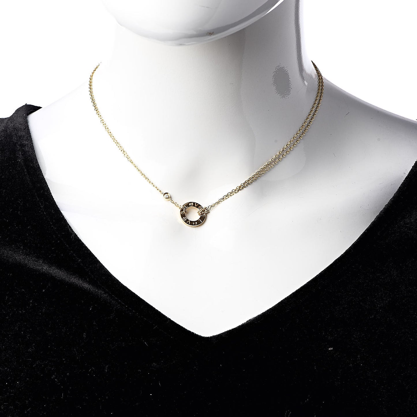 18K Yellow Gold 2 Diamond LOVE Necklace