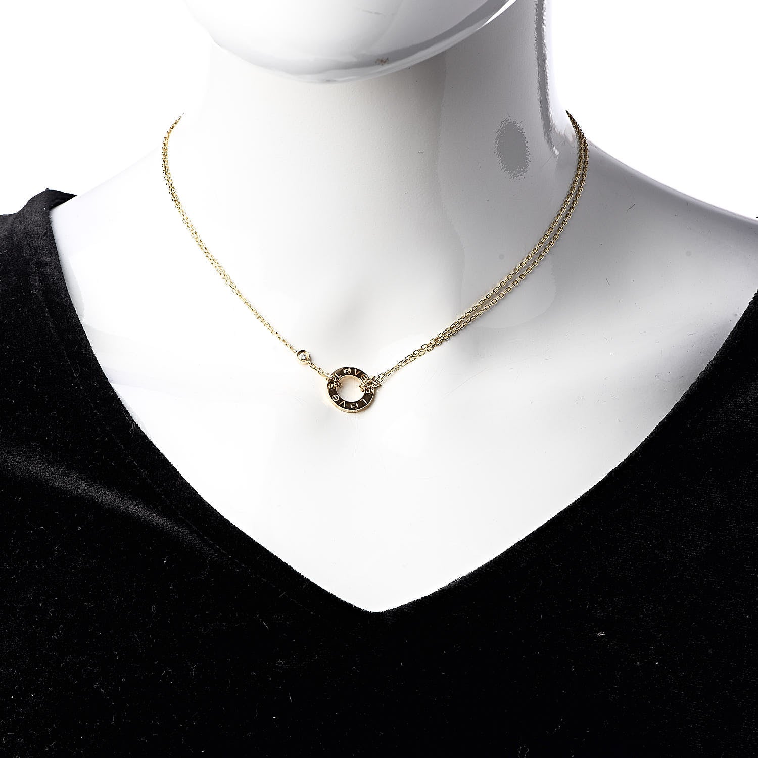 Cartier 18K Yellow Gold 2 Diamond LOVE Necklace 2 of 7