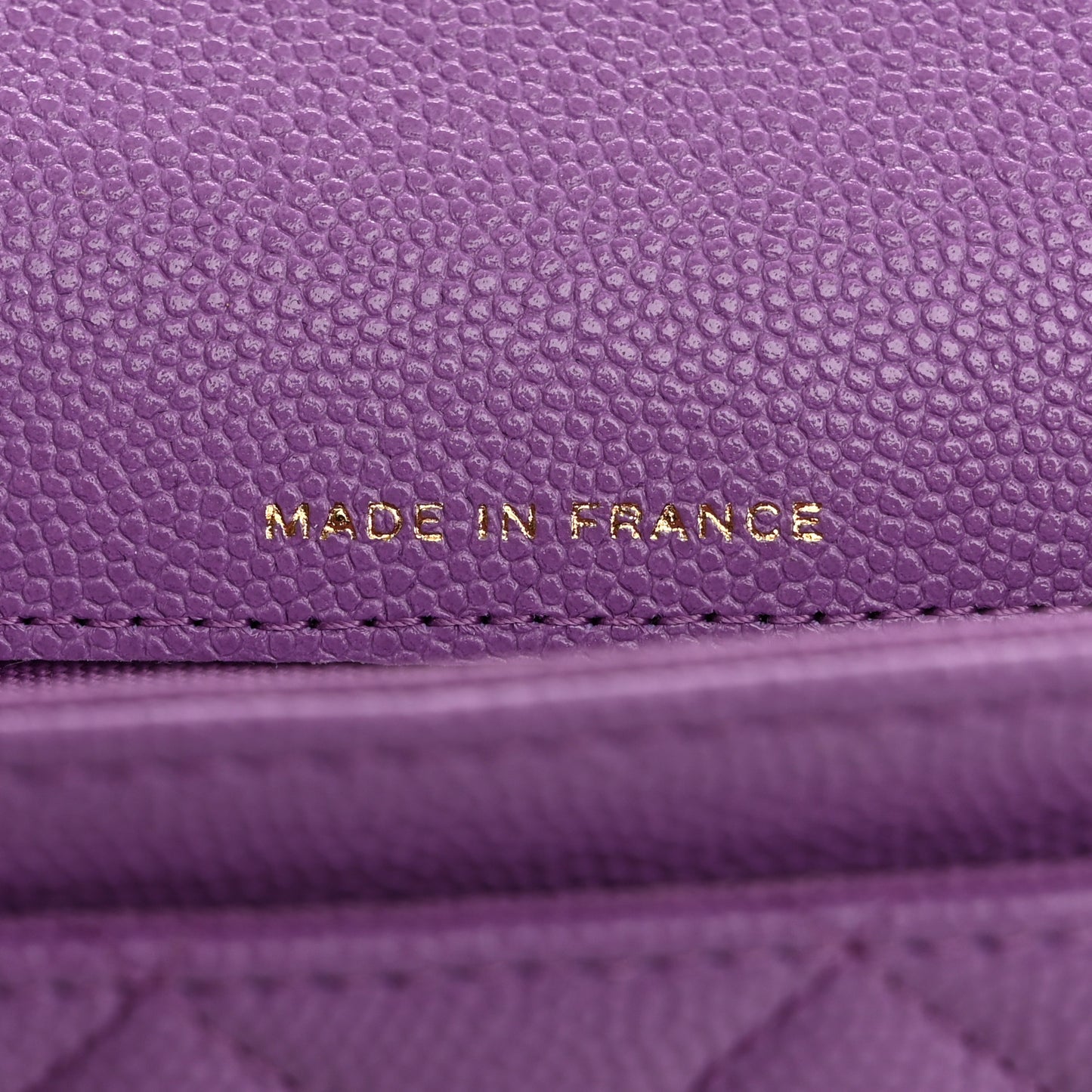 Caviar Quilted Flap Card Holder Wallet Purple