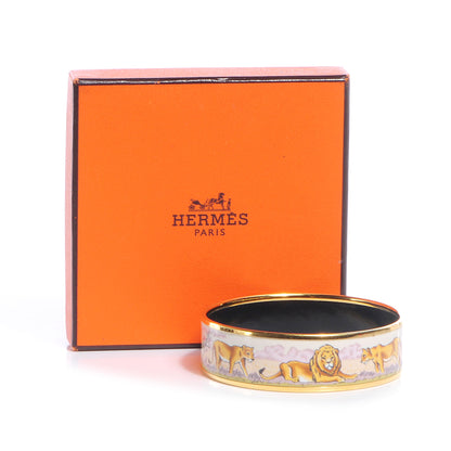 Hermes Enamel Printed Pride of Lions Wide Bracelet 62 6 of 6