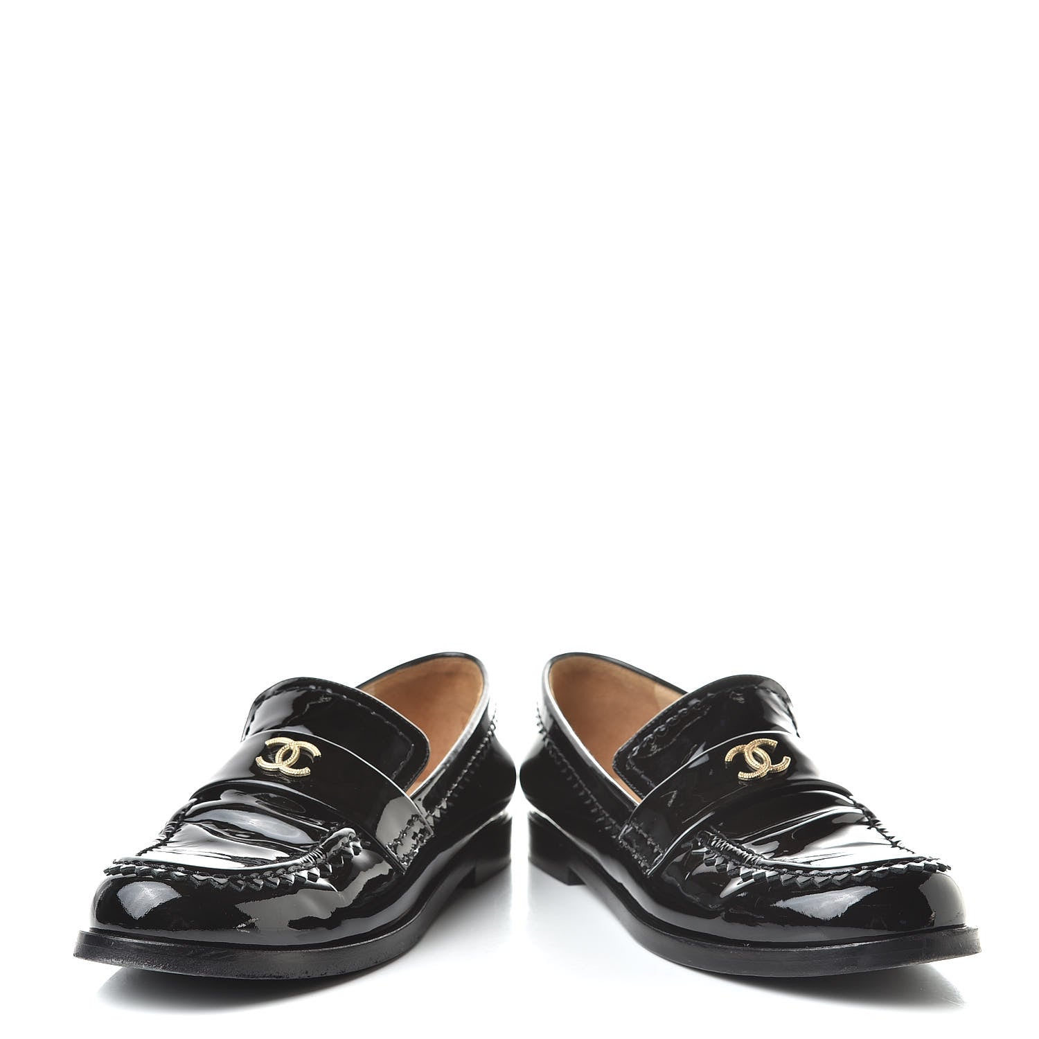 Chanel Patent CC Mocassin Loafers 39.5 Black 6 of 15