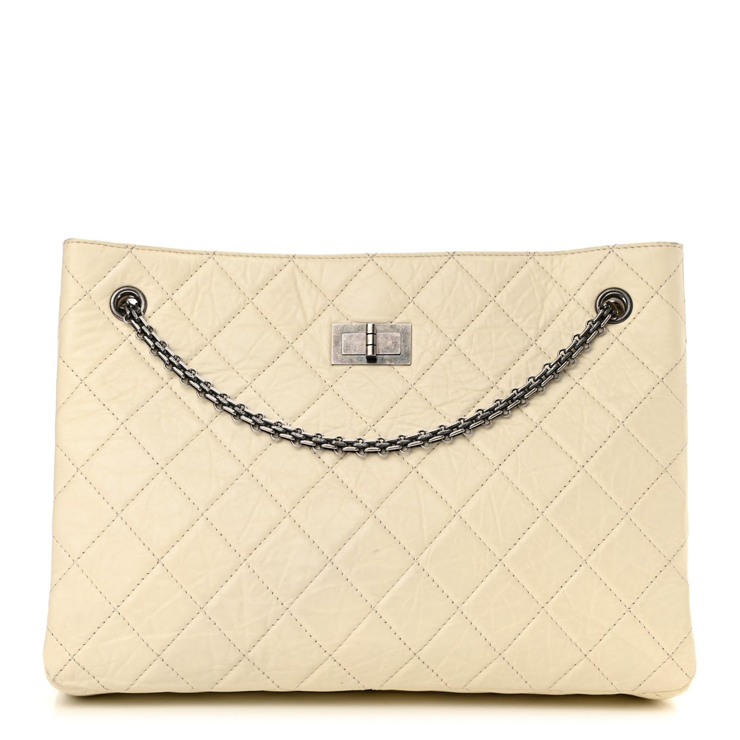 Aged Calfskin Quilted Reissue 2.55 Tote Ivory