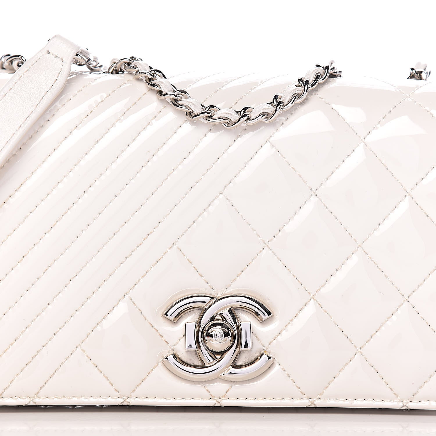 Chanel Patent Quilted Small Coco Boy Flap White 13 of 13