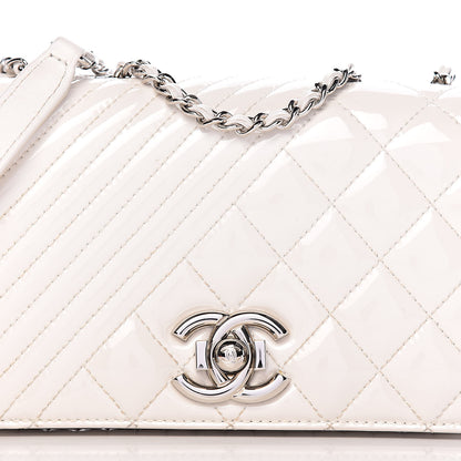 Chanel Patent Quilted Small Coco Boy Flap White 13 of 13