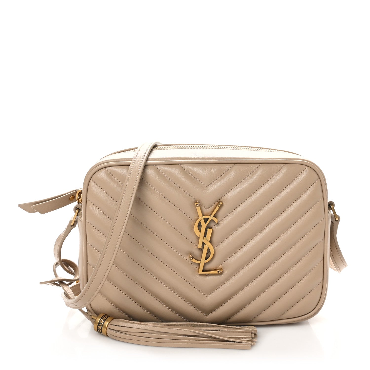 Saint Laurent Calfskin Matelasse Monogram Lou Camera Bag Dark Beige 1 of 11