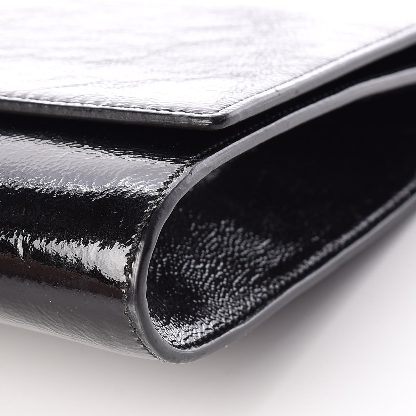 Textured Patent Monogram Large Belle De Jour Clutch Black