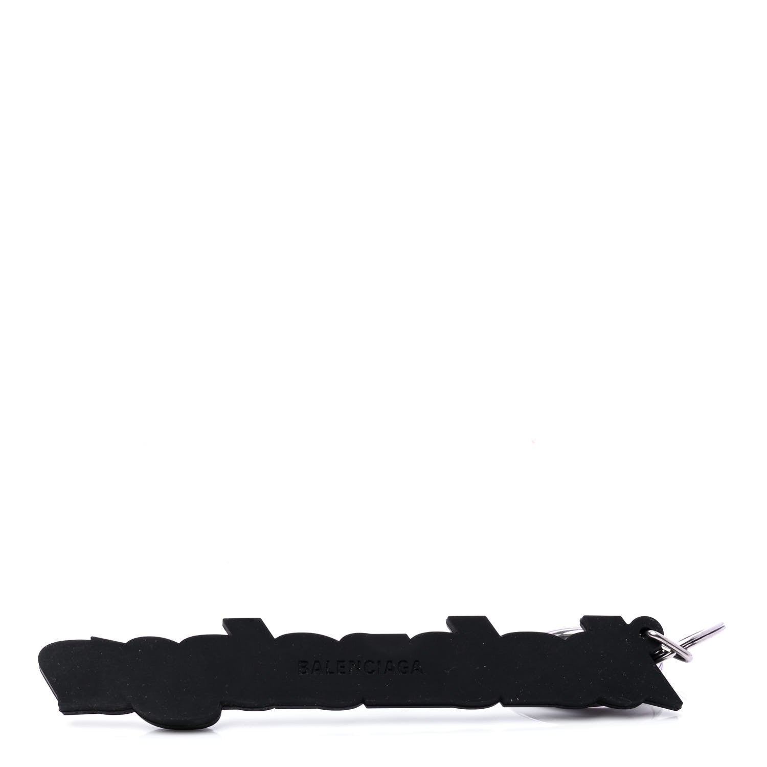 Balenciaga Rubber Logo Keyring White Black 2 of 4