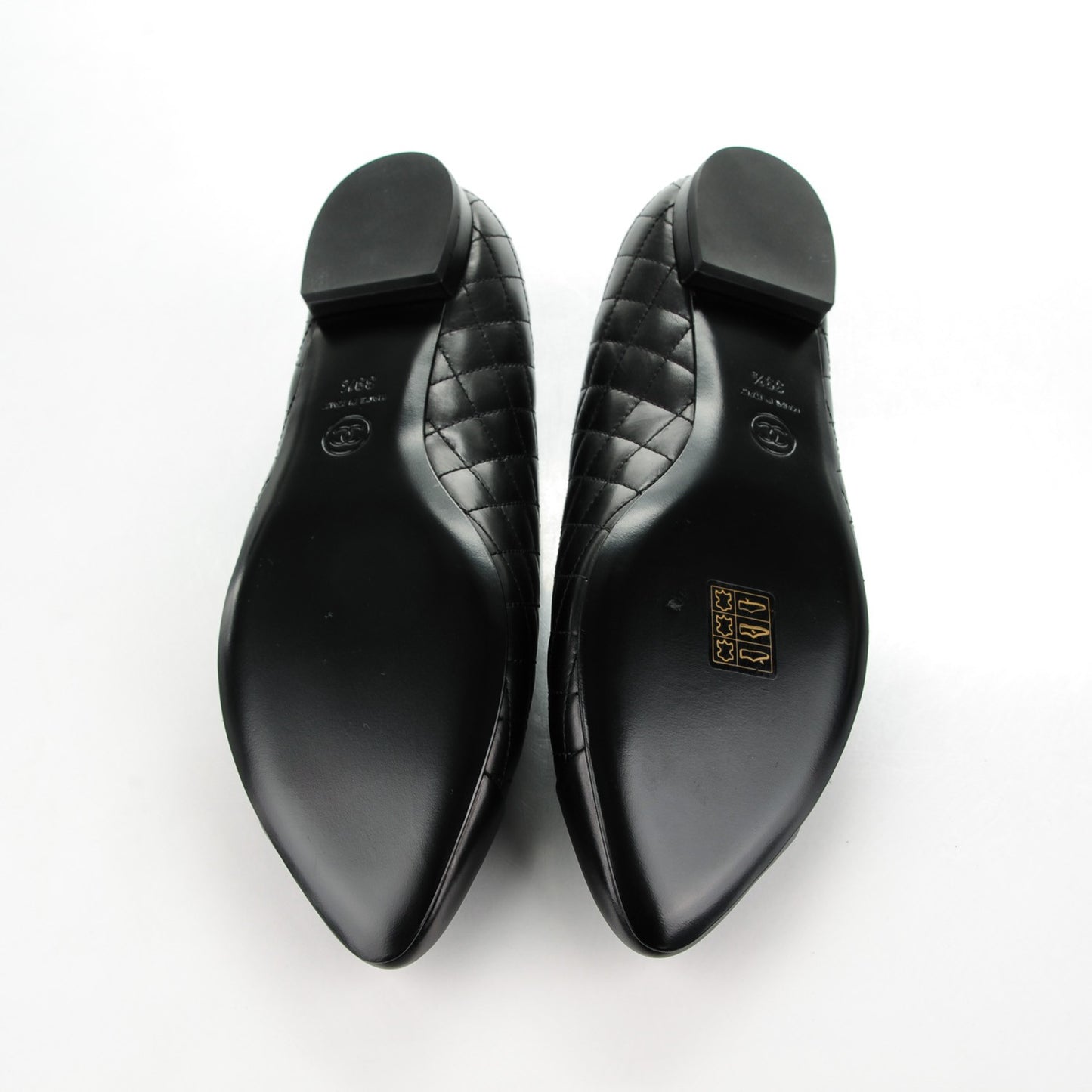 Lambskin Quilted Cap Toe Ballerina Flats 39.5 Black