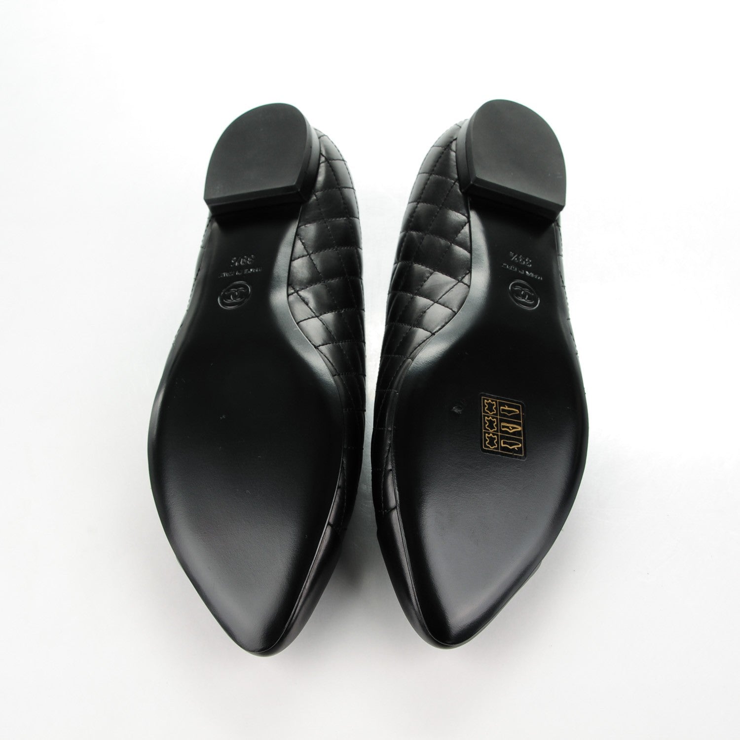 Chanel Lambskin Quilted Cap Toe Ballerina Flats 39.5 Black 5 of 9