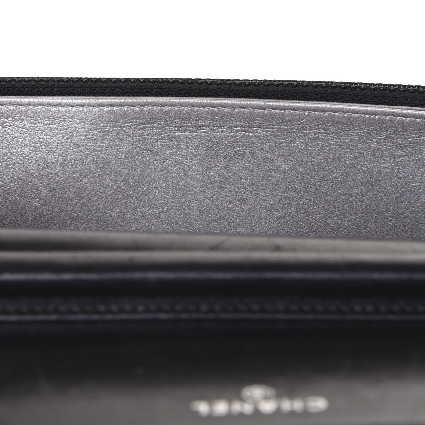 Lambskin Camellia Embossed Wallet on Chain WOC Black
