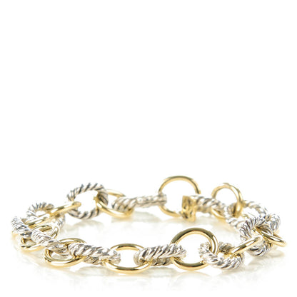 David Yurman Sterling Silver 18K Yellow Gold 12mm Large Oval Link Bracelet 1 of 5