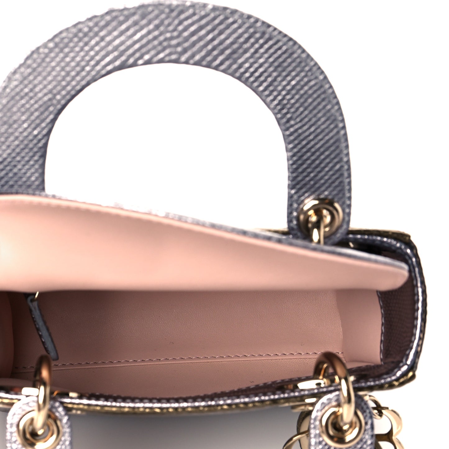 Metallic Lizard Mini Lady Dior Gold Silver