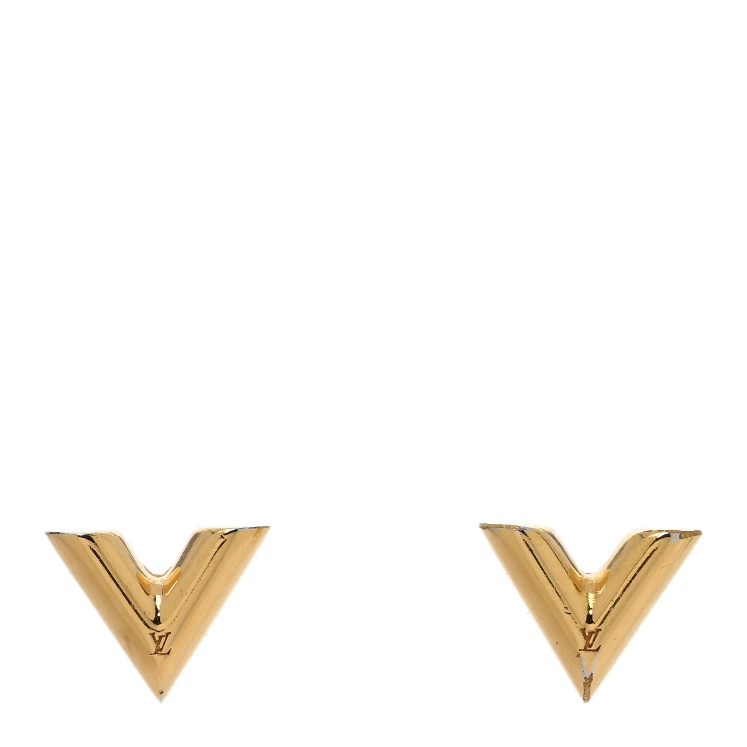Louis Vuitton Brass Essential V Stud Earrings Gold 1 of 5