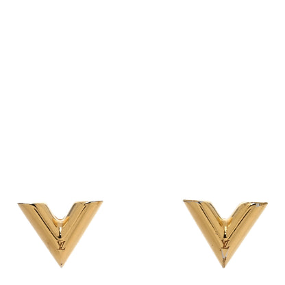 Louis Vuitton Brass Essential V Stud Earrings Gold 1 of 5