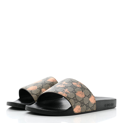 Gucci GG Supreme Monogram Berry Womens Slide Sandals 41 Beige Light Copper 3 of 10