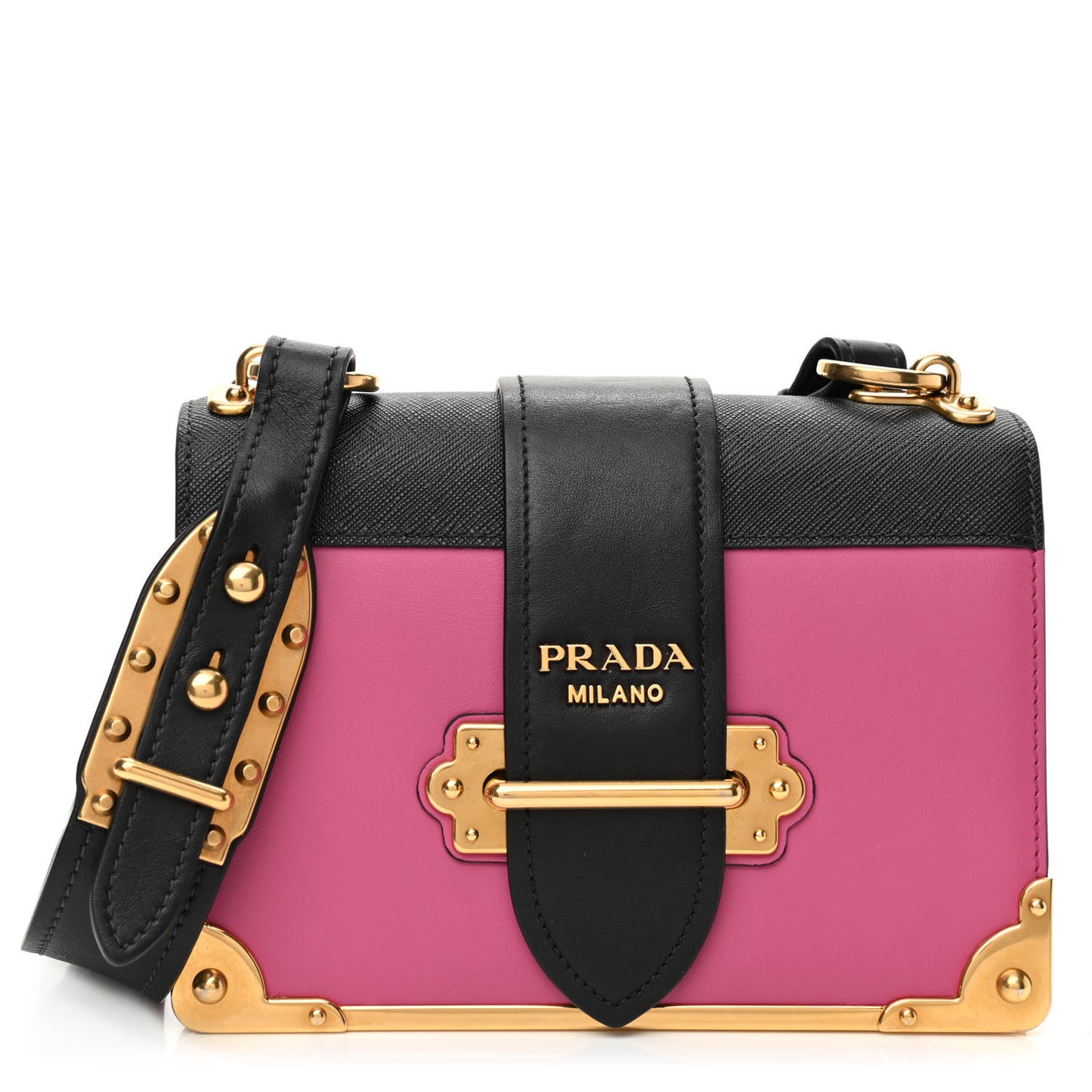 City Calf Saffiano Cahier Bag Fuxia Black