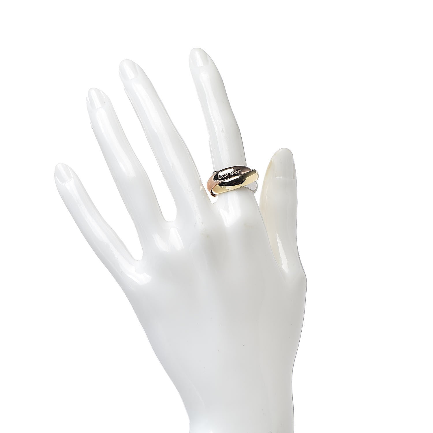 Cartier 18K Pink Yellow White Gold Large Trinity Ring 50 5.25 2 of 5
