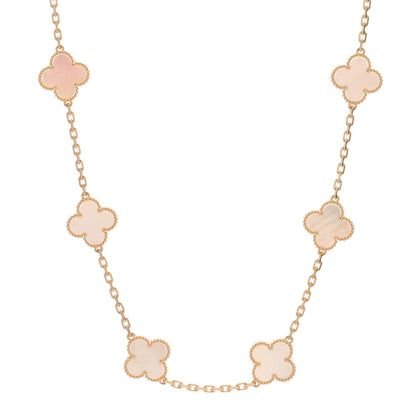 Van Cleef & Arpels 18K Yellow Gold Mother of Pearl 10 Motifs Vintage Alhambra Necklace 1 of 4