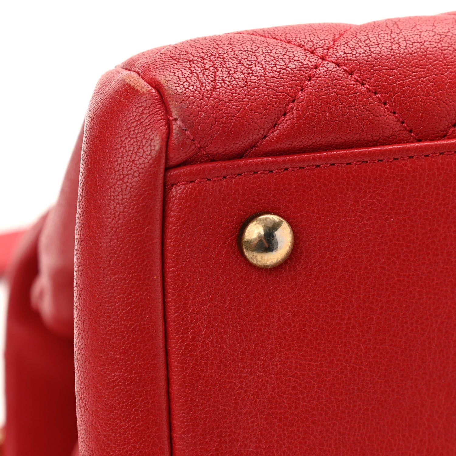 Chanel Shiny Sheepskin Quilted Large Trapezio Flap Red 12 of 13
