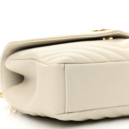 Saint Laurent Sheepskin Matelasse Chevron Monogram Medium College Bag Crema Soft 10 of 11