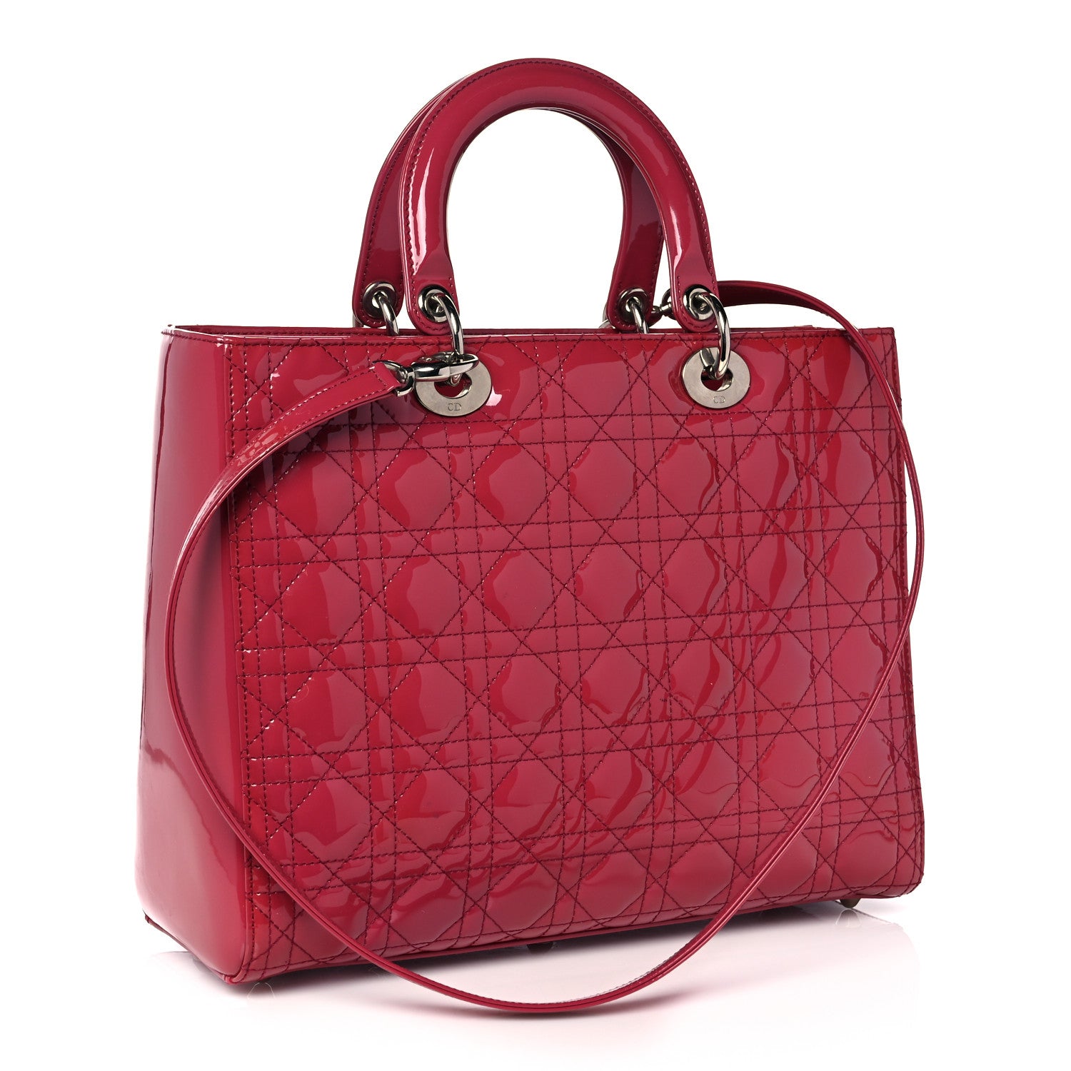 Christian Dior Patent Cannage Large Lady Dior Fuchsia 2 of 16