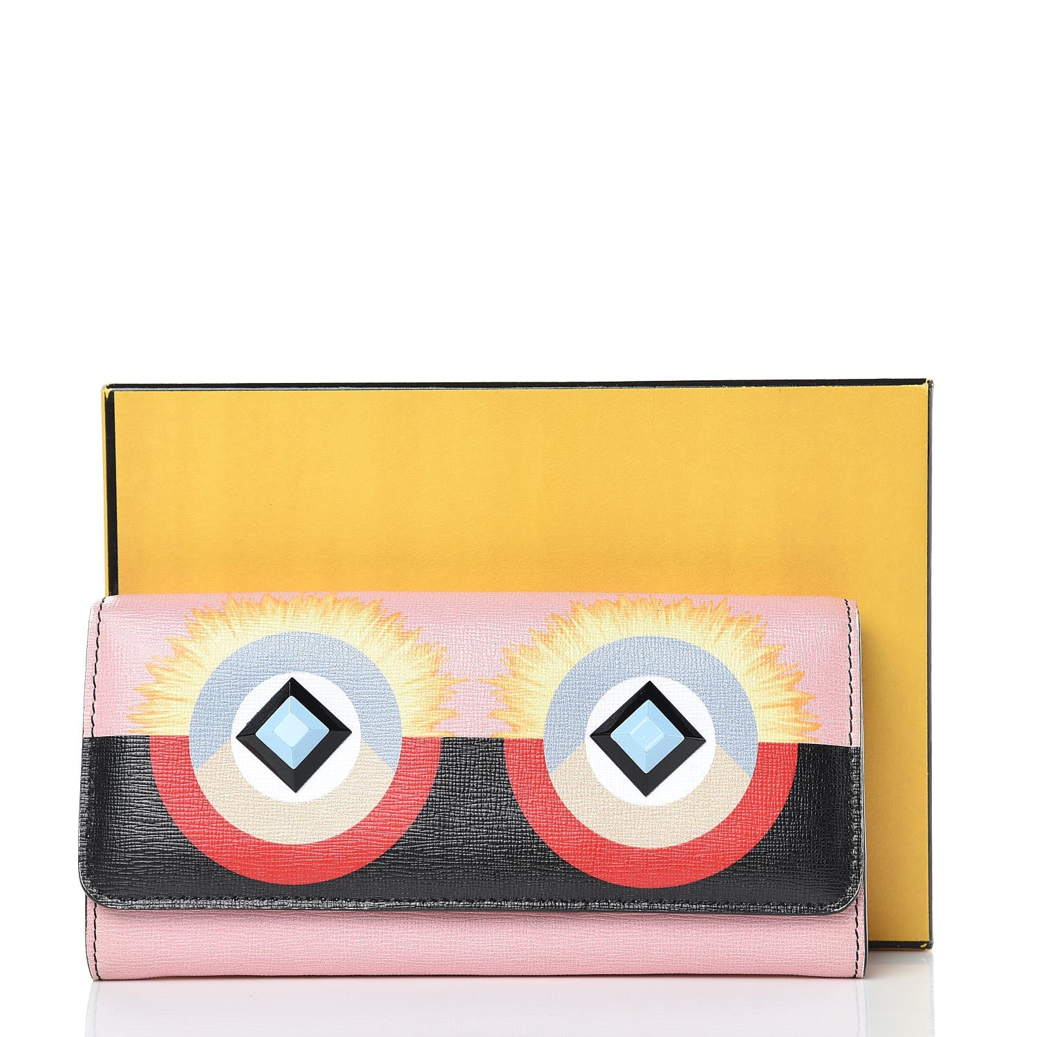 Fendi Vitello Elite Century Hypnoteyes Studded Continental Wallet Bubblegum Multicolor 15 of 15