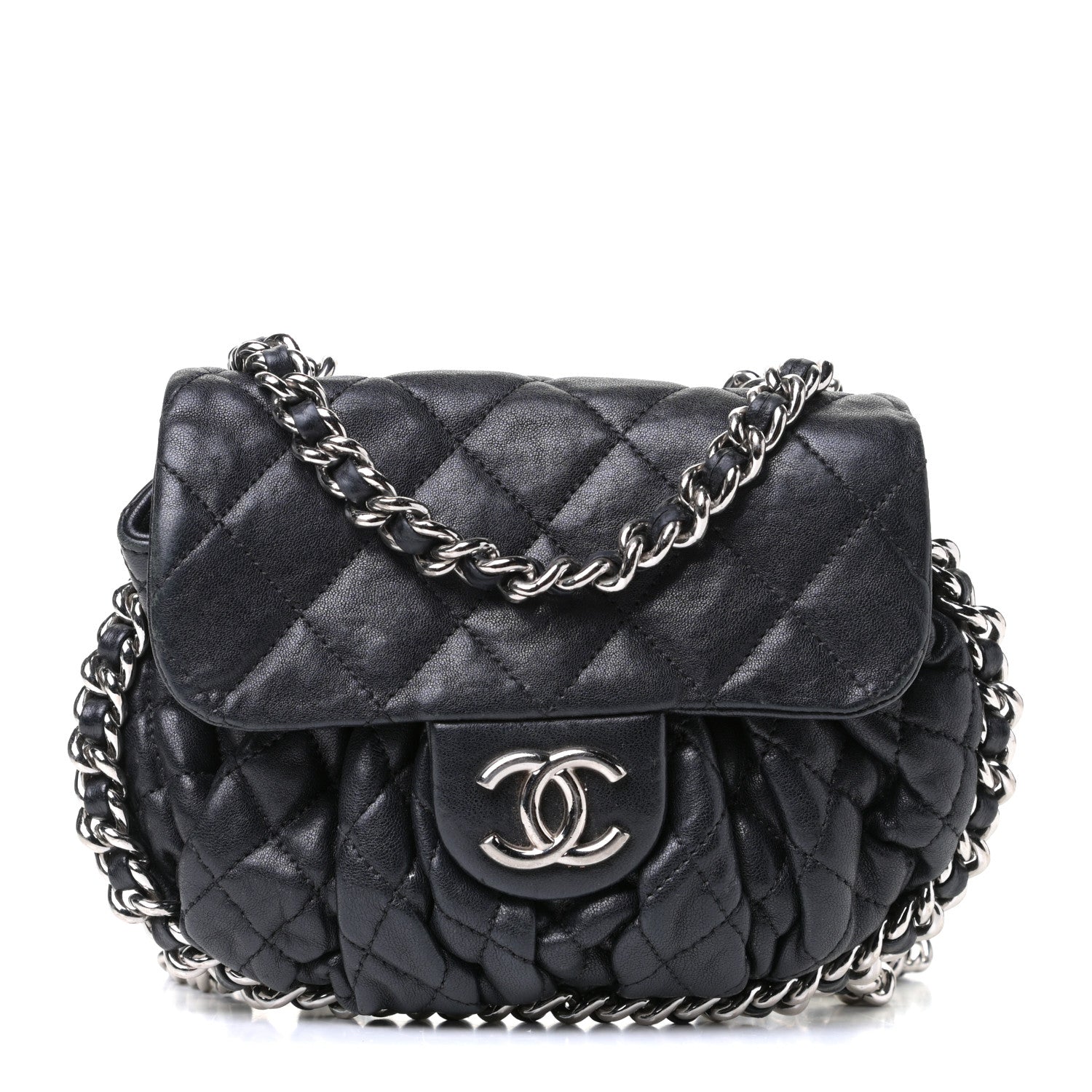 Chanel Washed Lambskin Mini Chain Around Messenger Black 1 of 11