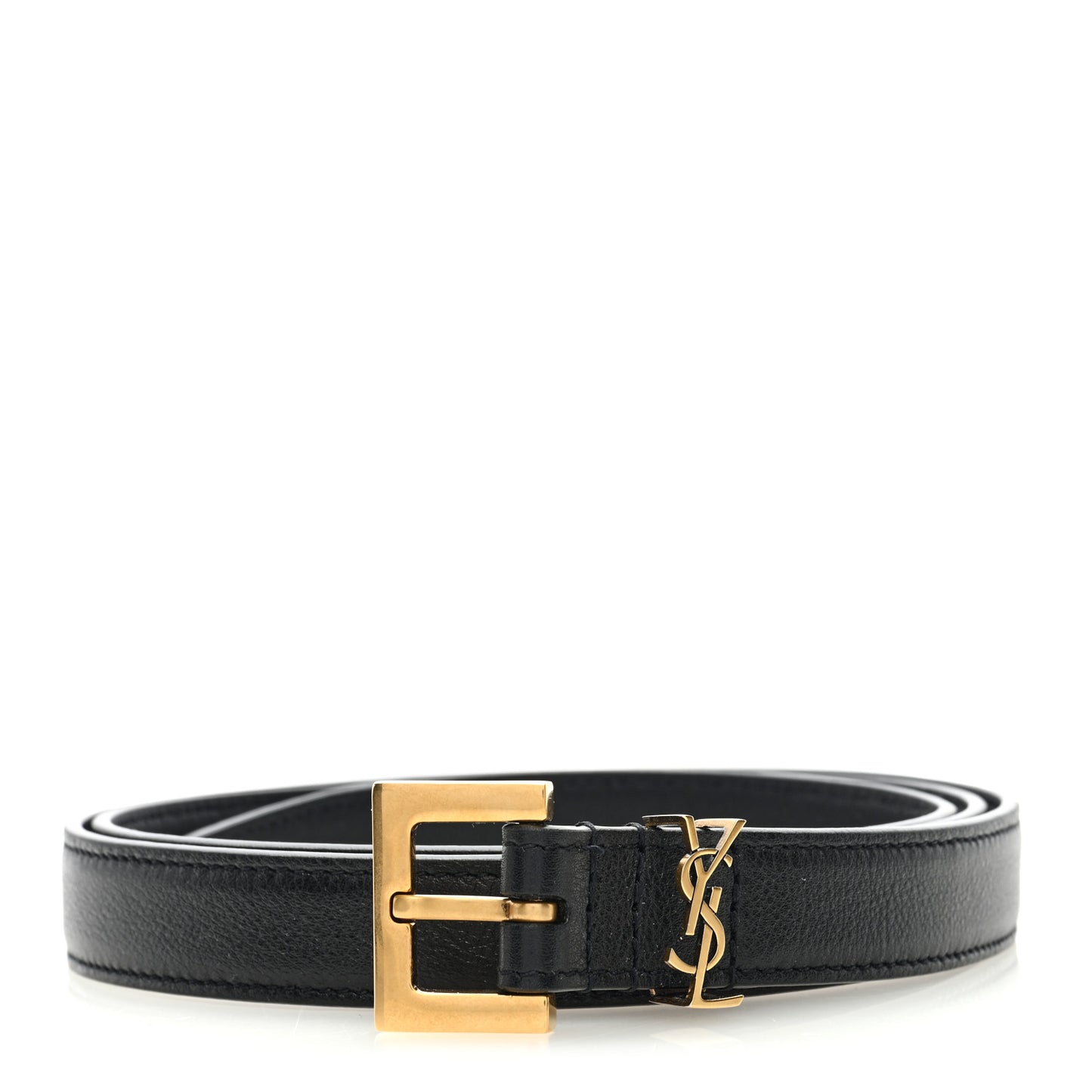 Smooth Calfskin Monogram Square Buckle Belt 90 36 Black