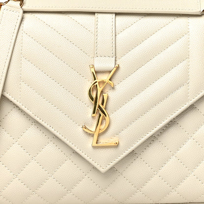 Saint Laurent Grain De Poudre Textured Mixed Matelasse Medium Triquilt Monogram Satchel Porcellana 8 of 10
