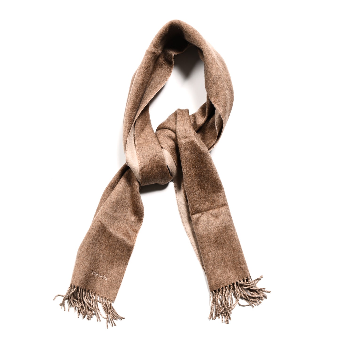 Cashmere Recto Verso Muffler Marron Glace Craie