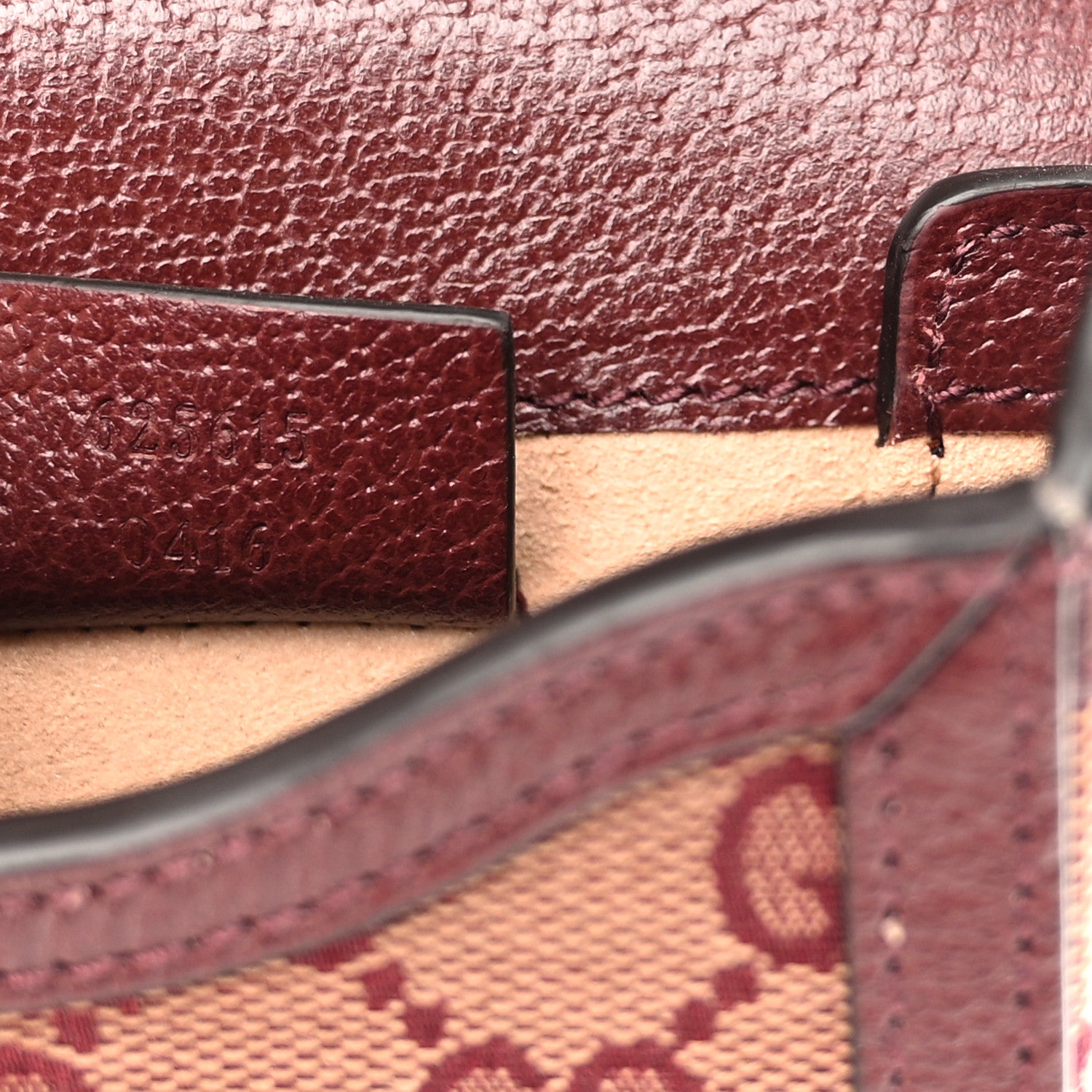 Gucci Monogram Textured Dollar Calfskin Mini Horsebit 1955 Crossbody Bag Sahara Rubino Chardonnay 7 of 10